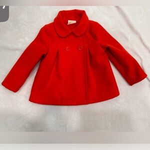 NWOT Crazy 8 Vibrant Red Pea Coat for Girls size 2T